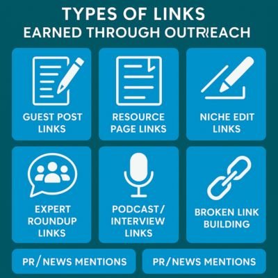 explaining types of links earned through outreach.