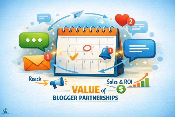 Illustration of a calendar with chat bubbles and notification icons, representing consistent communication