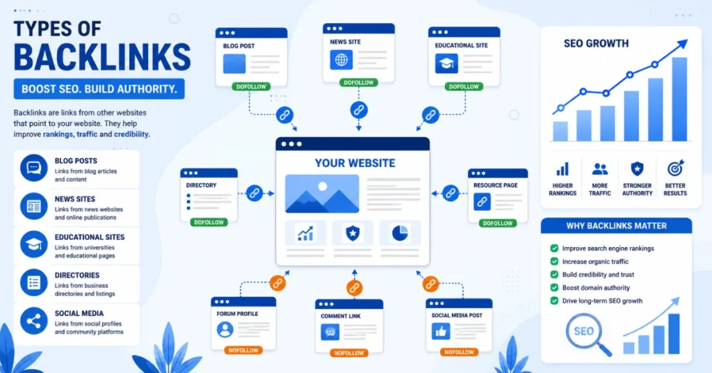 types of backlinks in SEO illustration