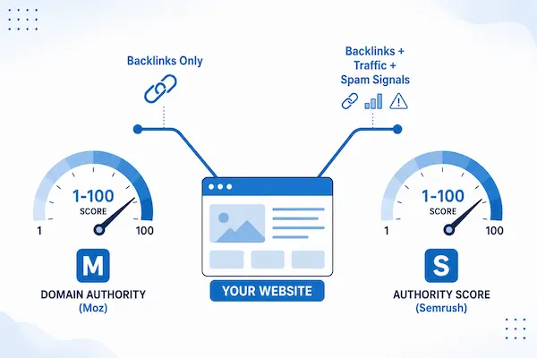 Why Domain Authority and Authority Score scores differ for the same website